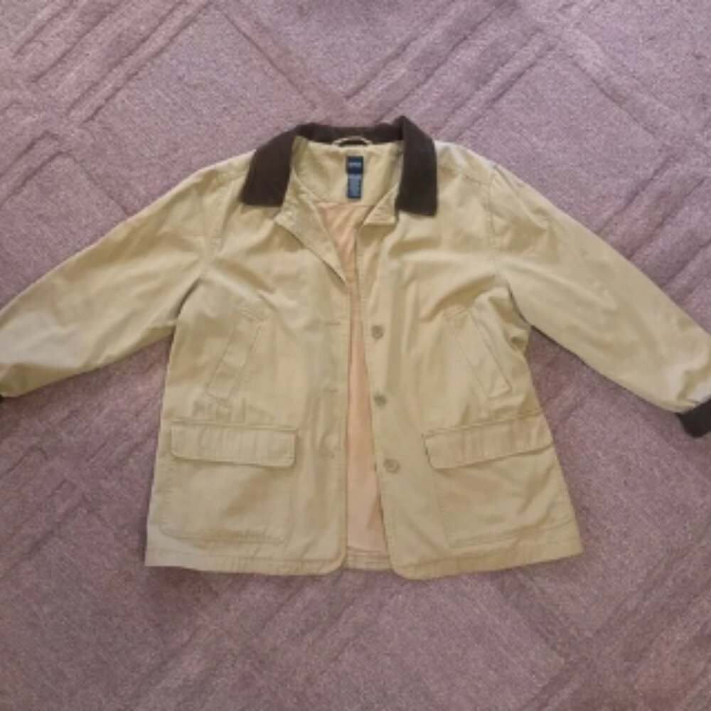 Vintage Basic Editions Women’s Khaki Beige Cotton Chore Jacket Size XL